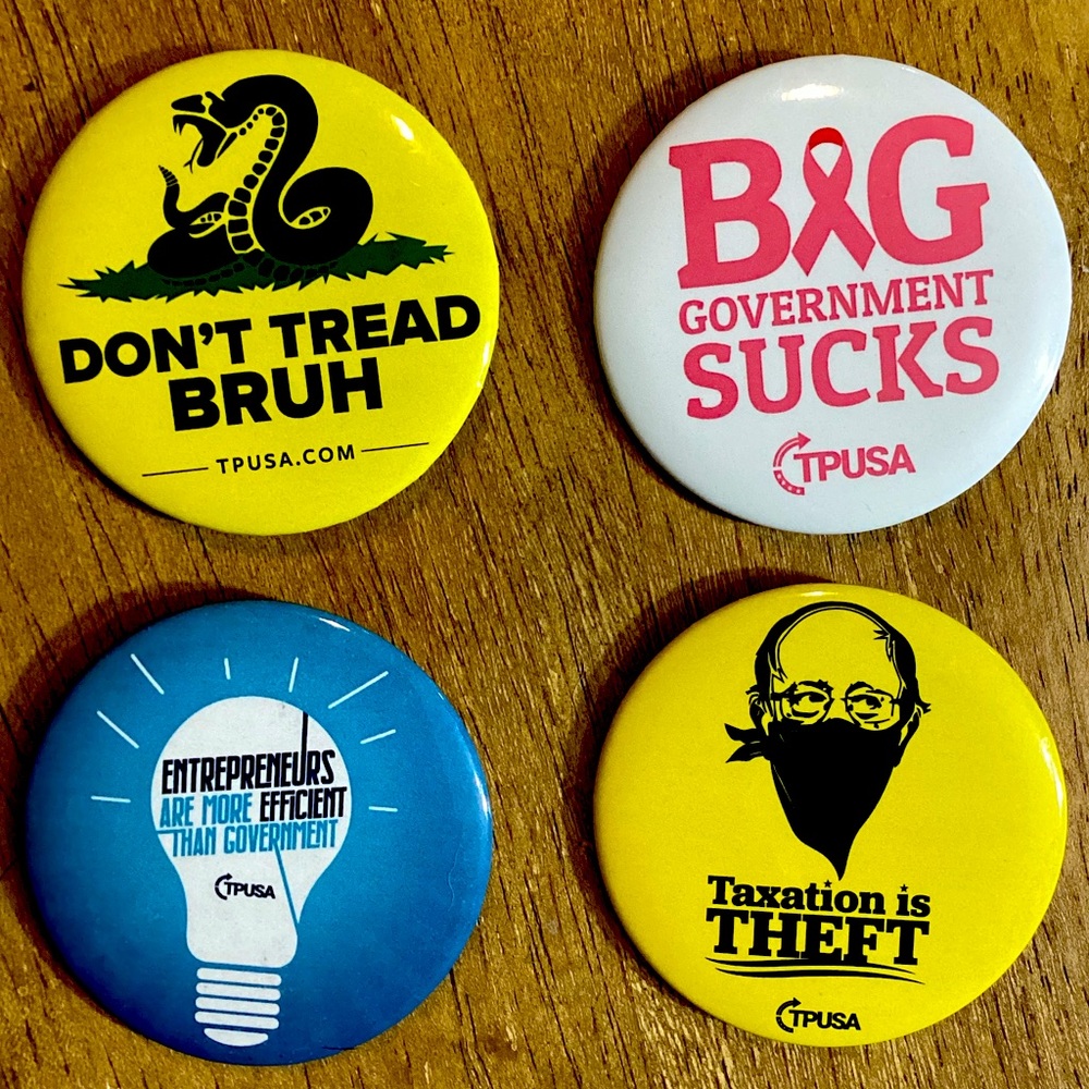 TPUSA Charlie Kirk 4 Buttons Lot 2 1/2“ $8 Per Button! MAGA Big Government Sucks